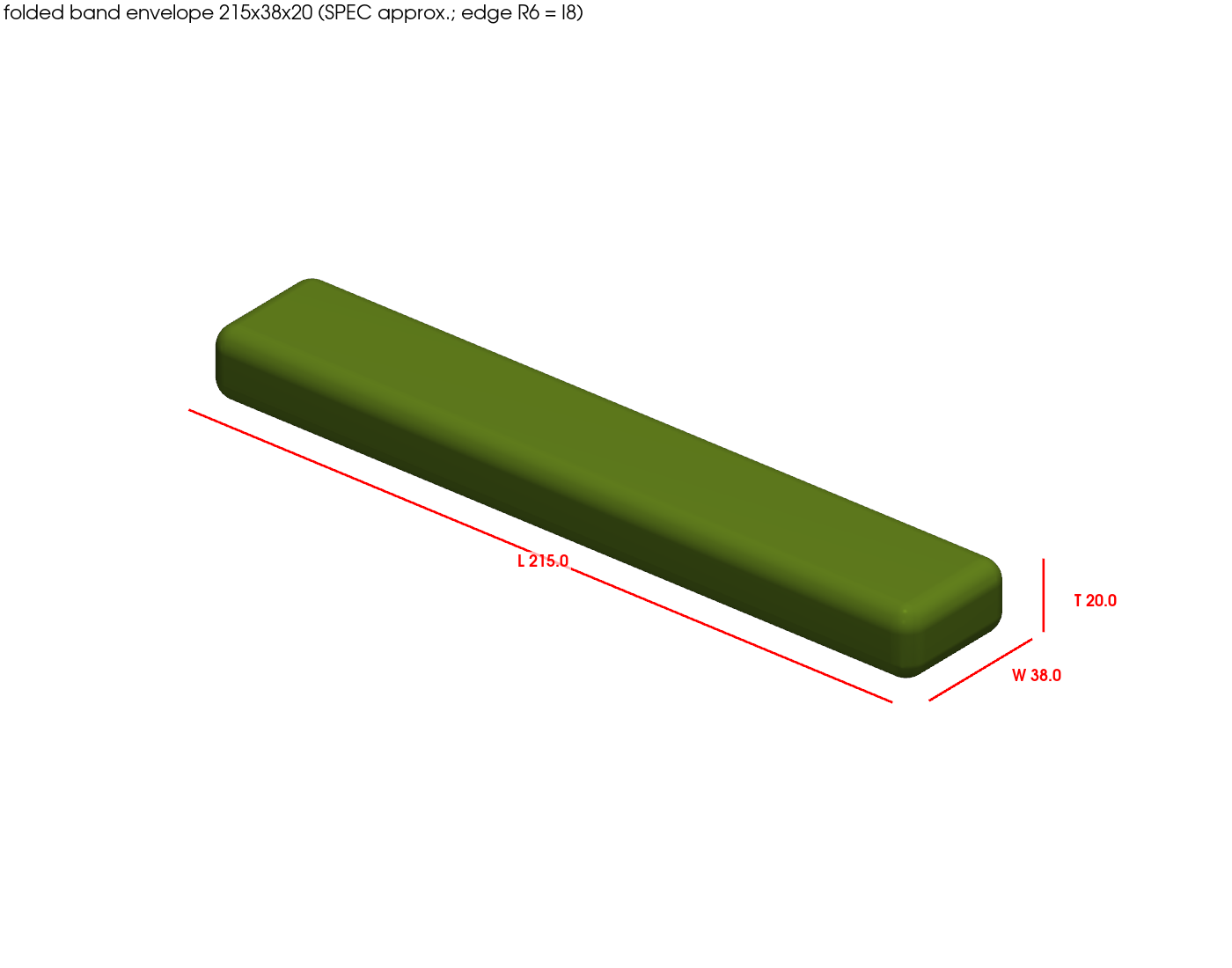 Folded band envelope 215 by 38 by 20 mm