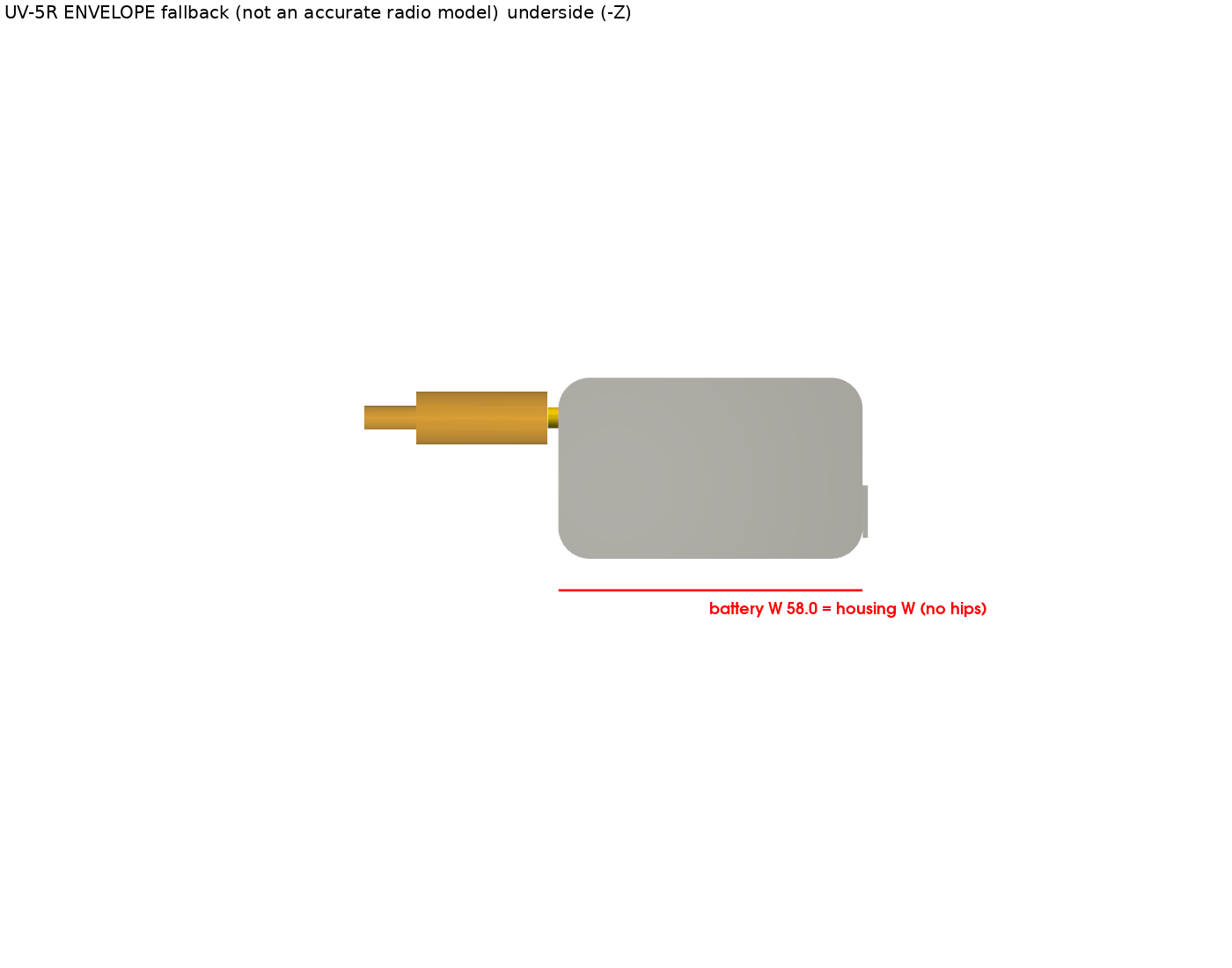 Radio envelope underside, battery width unchanged